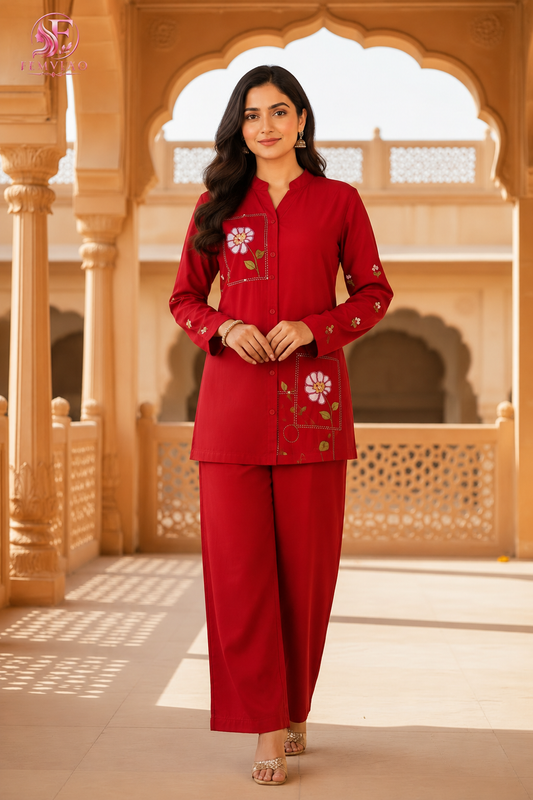Cherry Red Handwork co-ard Set