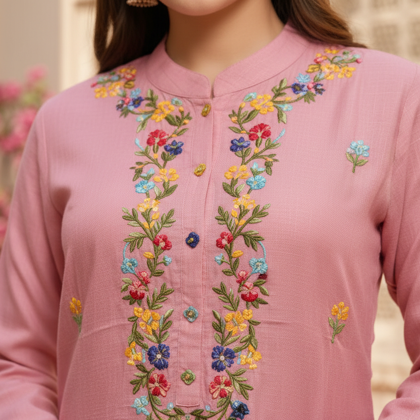 Blush Pink Hand Embroidered Co-ord Set