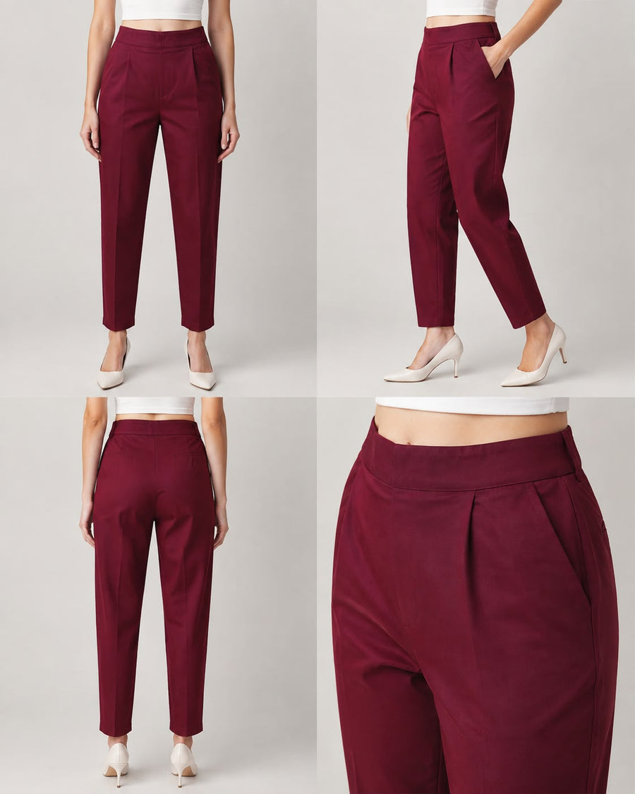 Maroon Premium Cotton Flex Pants