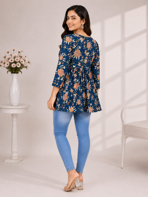 Navy Blue Alia Cut Top