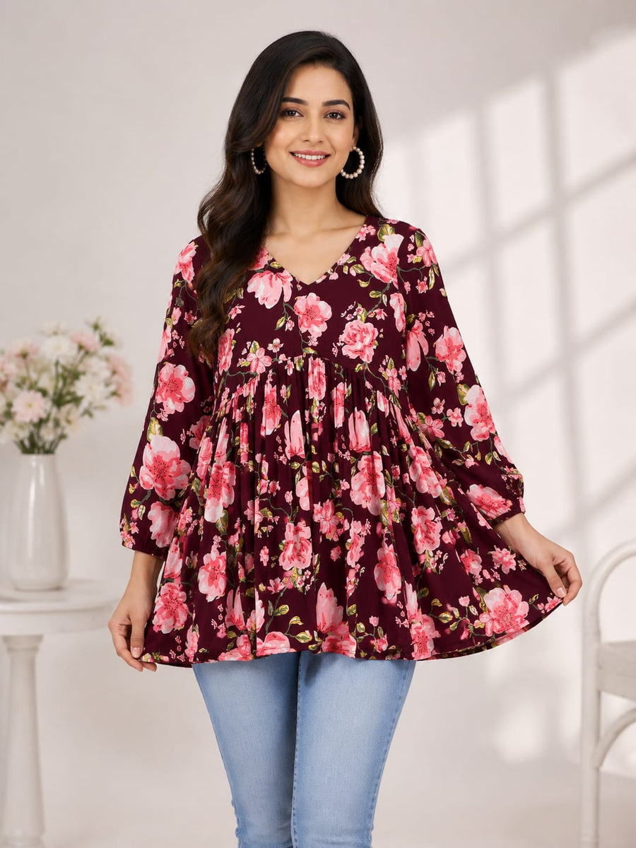 Maroon Alia Cut Top