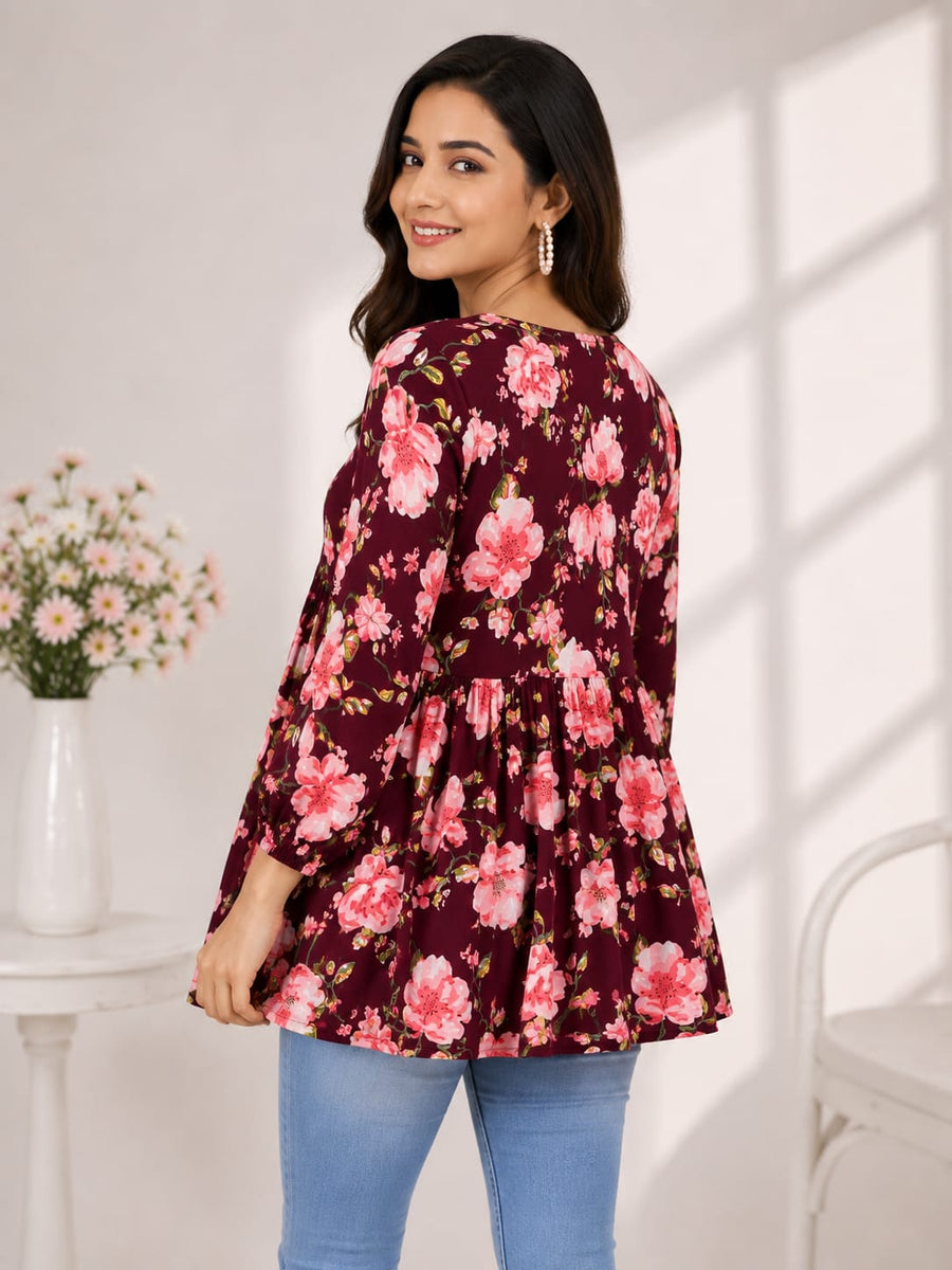 Maroon Alia Cut Top