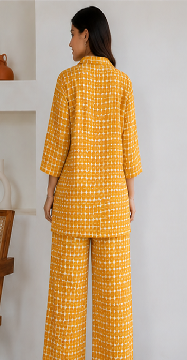 Yellow & White Printed Co-Ord Set
