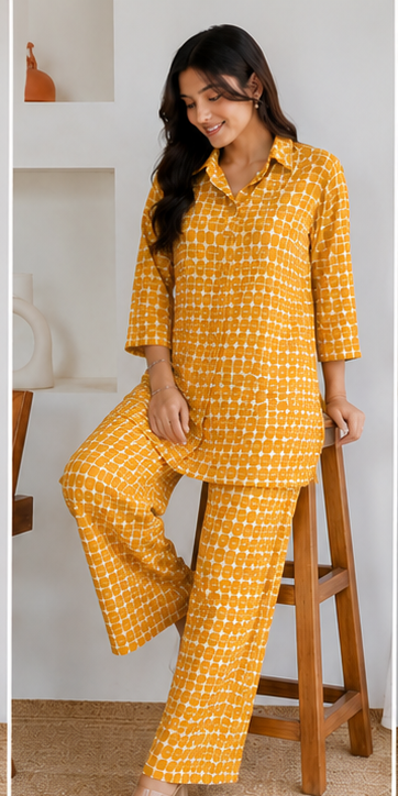 Yellow & White Printed Co-Ord Set
