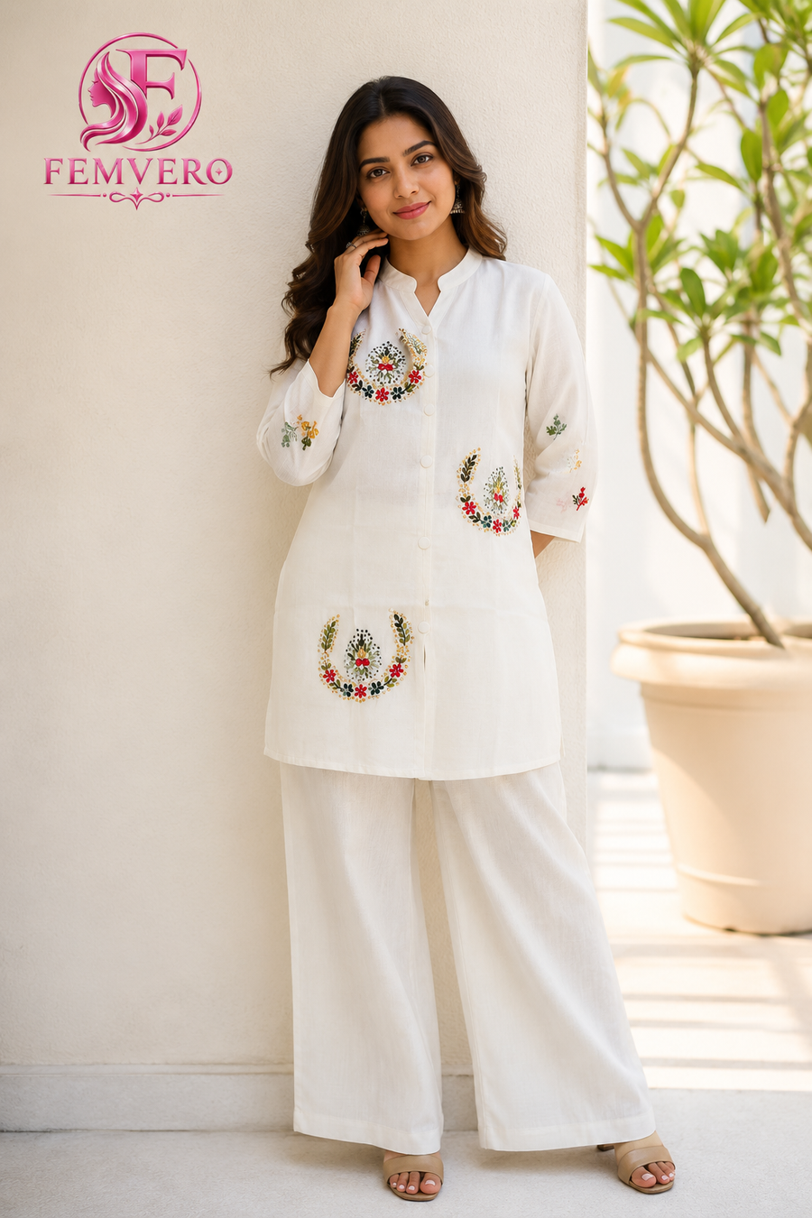 Cream Handwork Co-ord Set