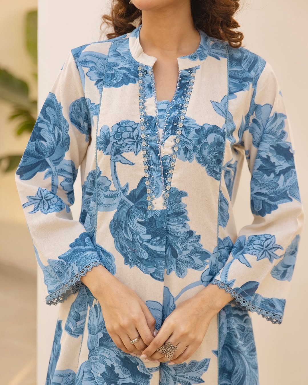 Royal Export Women's Cotton Blend Floral Printed Palazzo Kurta Set