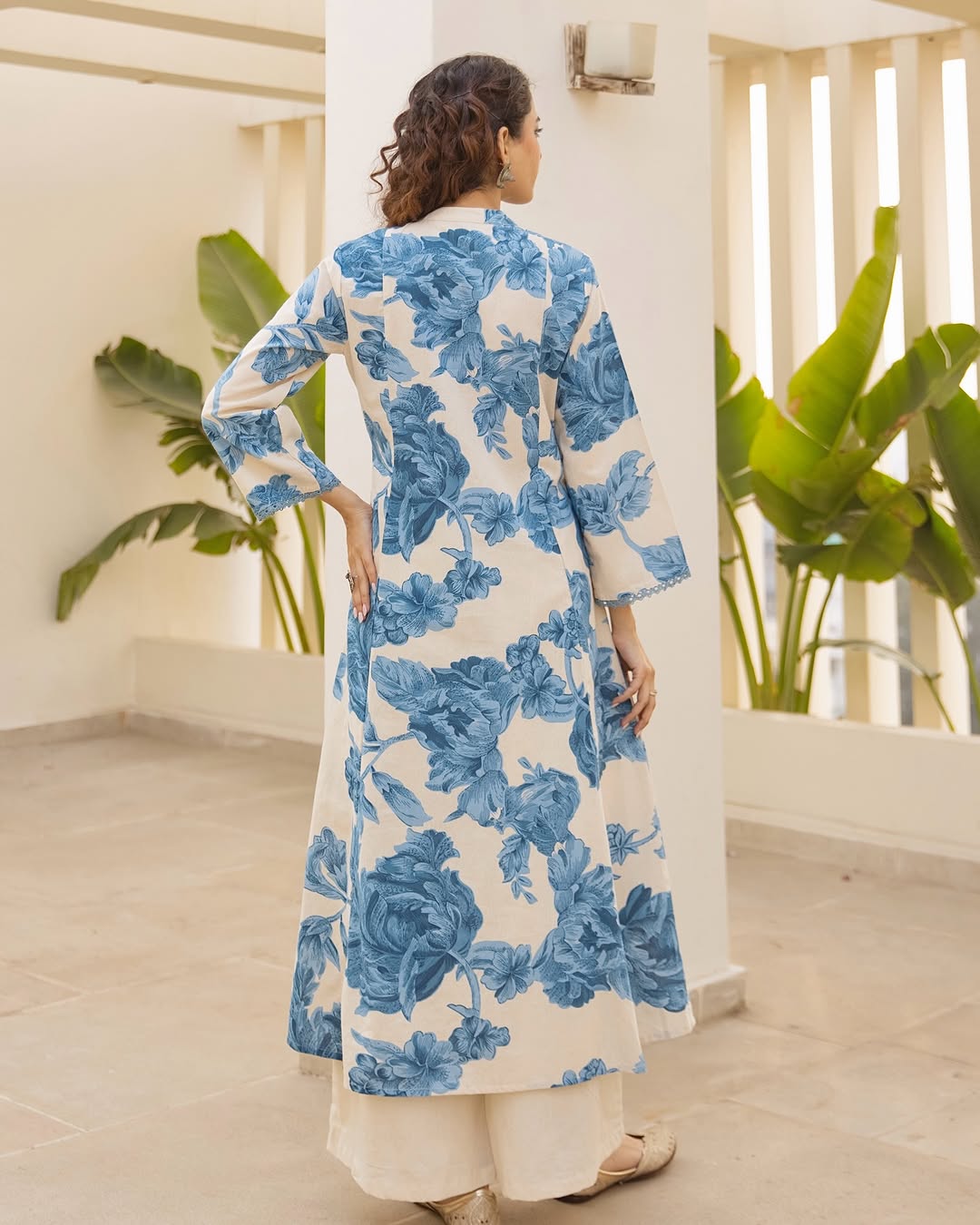 Royal Export Women's Cotton Blend Floral Printed Palazzo Kurta Set