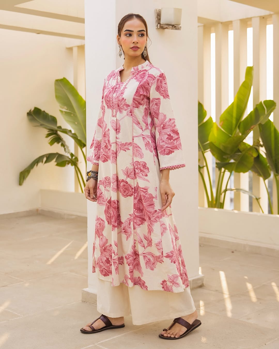 Royal Export Women's Cotton Blend Floral Printed Palazzo Kurta Set