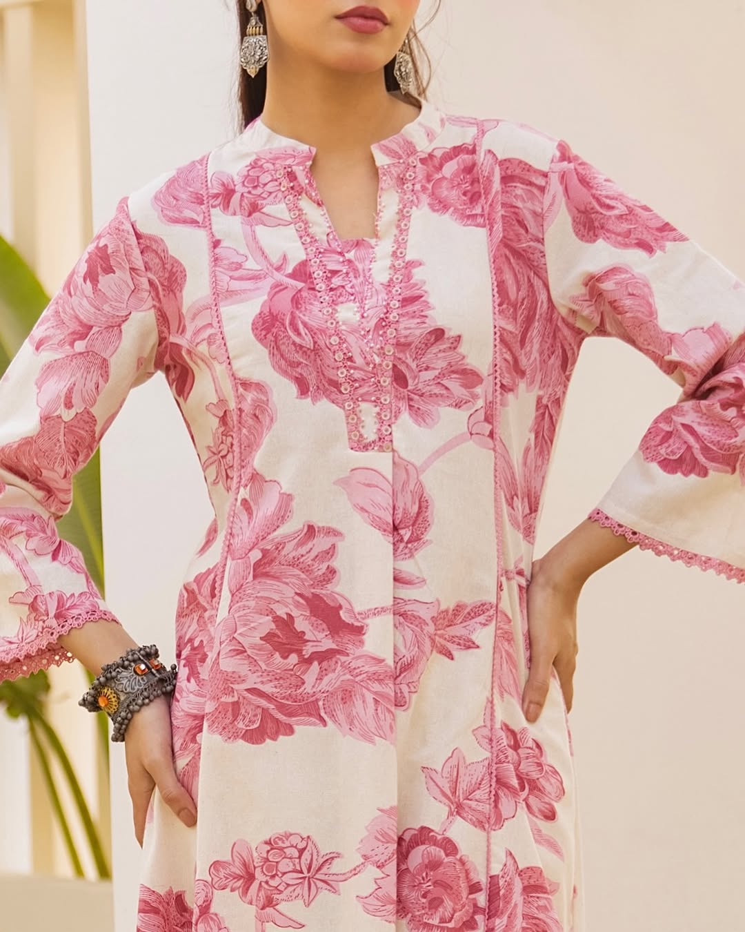 Royal Export Women's Cotton Blend Floral Printed Palazzo Kurta Set
