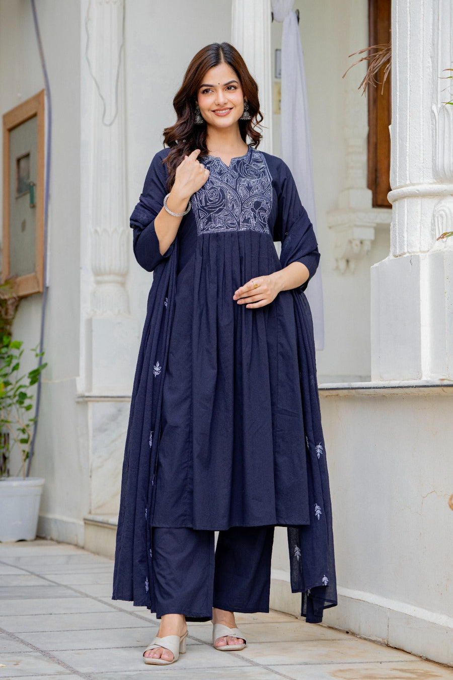 Premium Cotton Taj Super Embroidered 3-Piece Suit