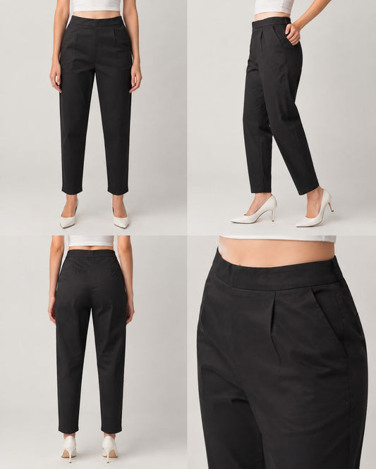 Black Premium Cotton Flex Pants