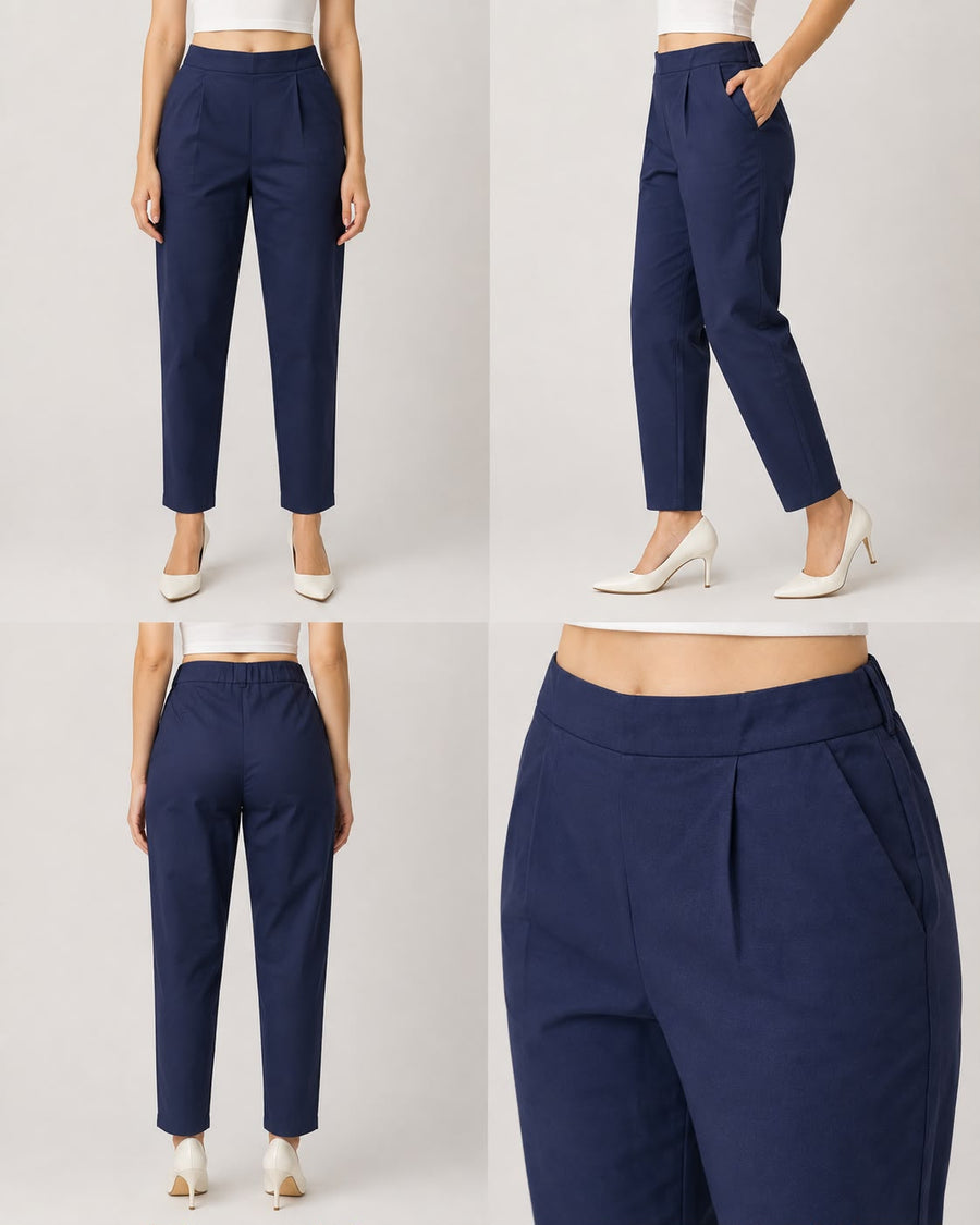 Blue Premium Cotton Flex Pants