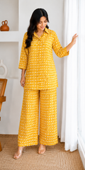 Yellow & White Printed Co-Ord Set