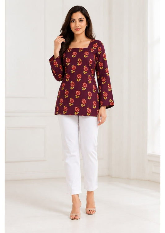 Wine Dori Short Kurti