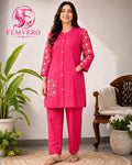 Fuchsia Pink Embroidered Co-ord Set