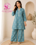 Sky Blue Embroidered Co-ord Set