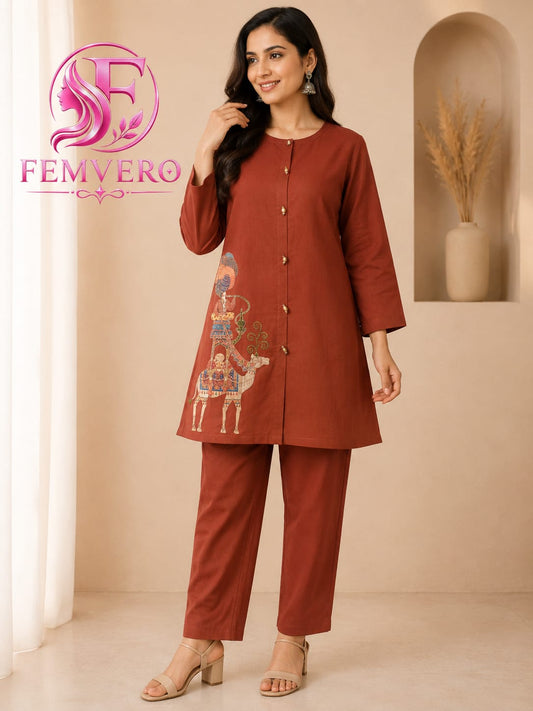 Rust Brown Cotton co-ard Set