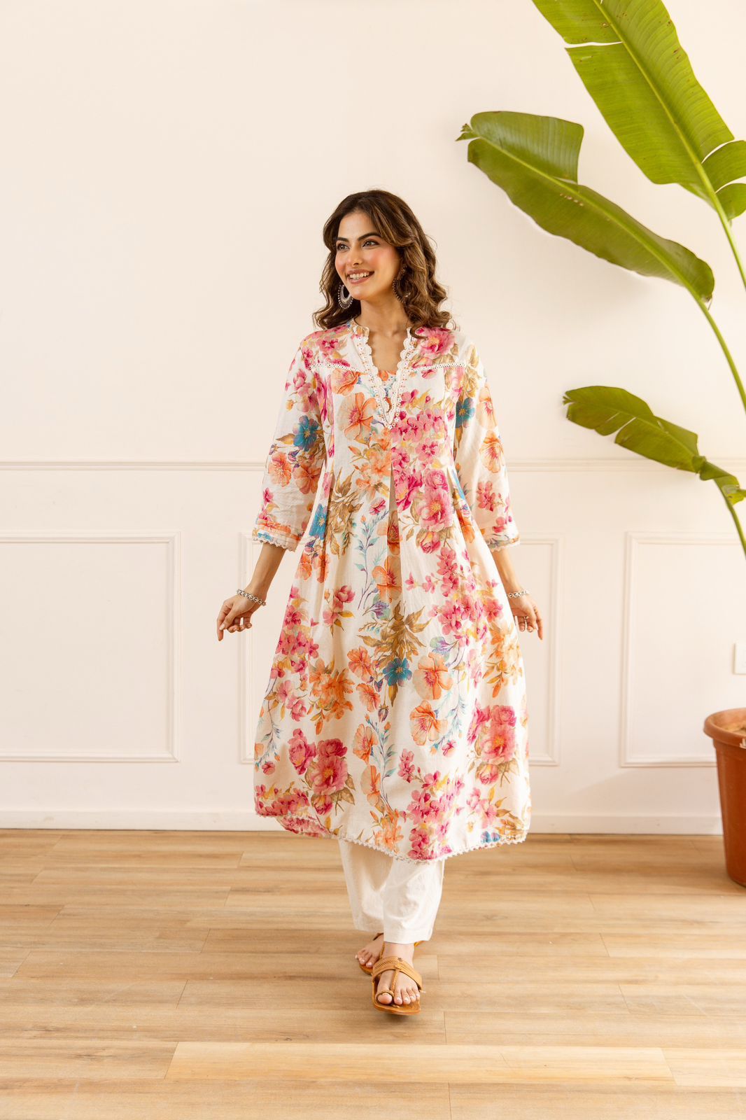 Premium Floral Cotton Kurta Pant Set