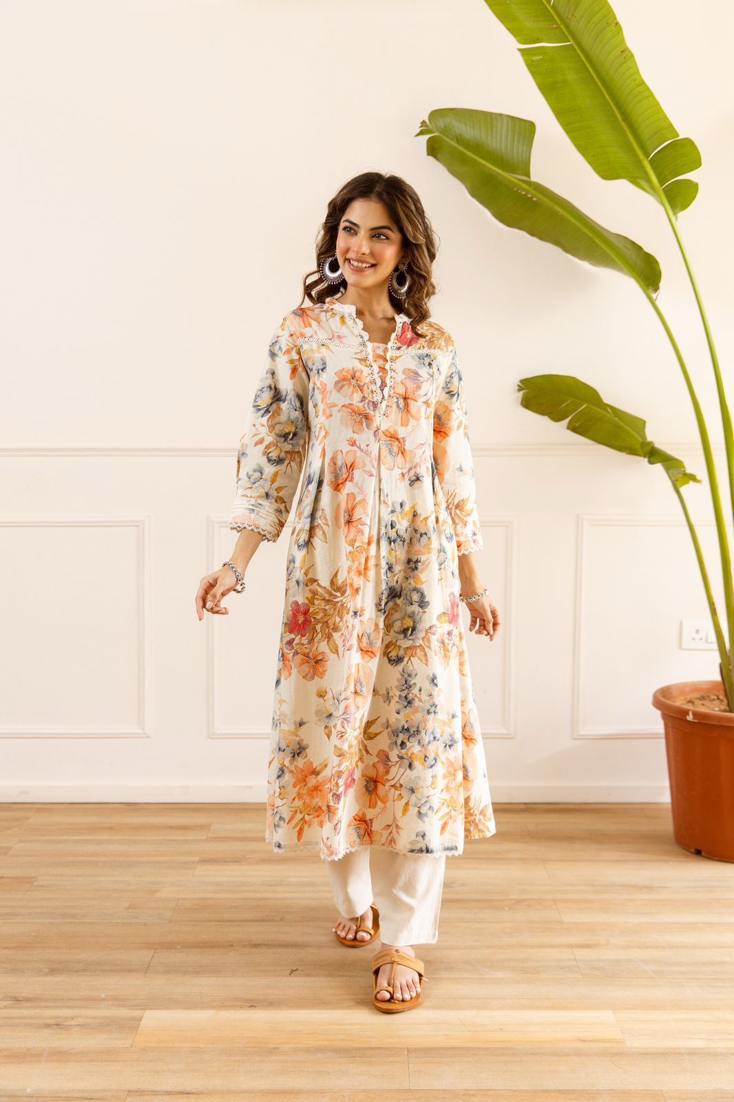 Premium Floral Cotton Kurta Pant Set