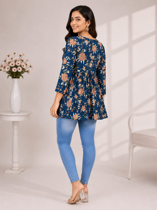 Navy Blue Alia Cut Top