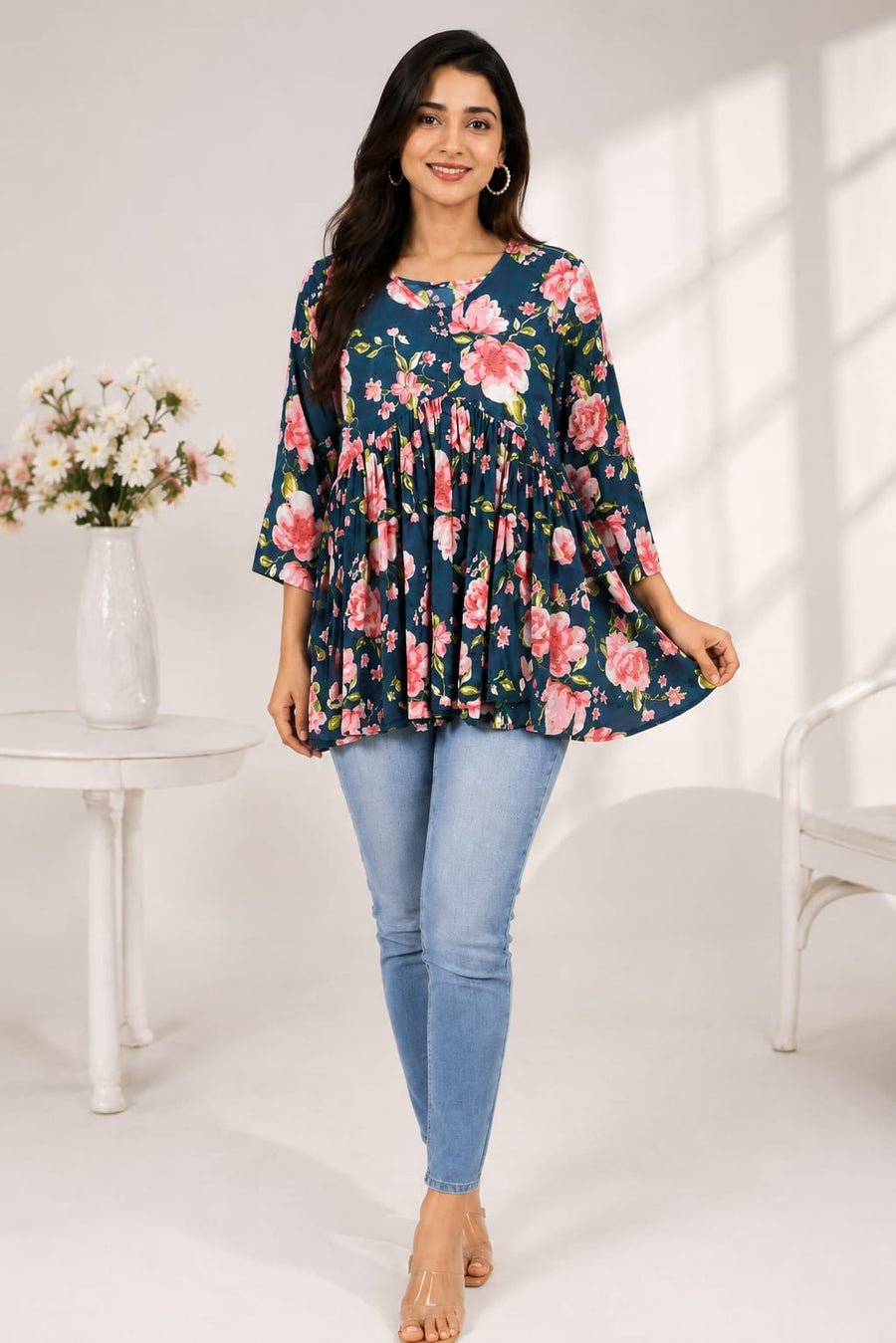 Blue Alia Cut Top
