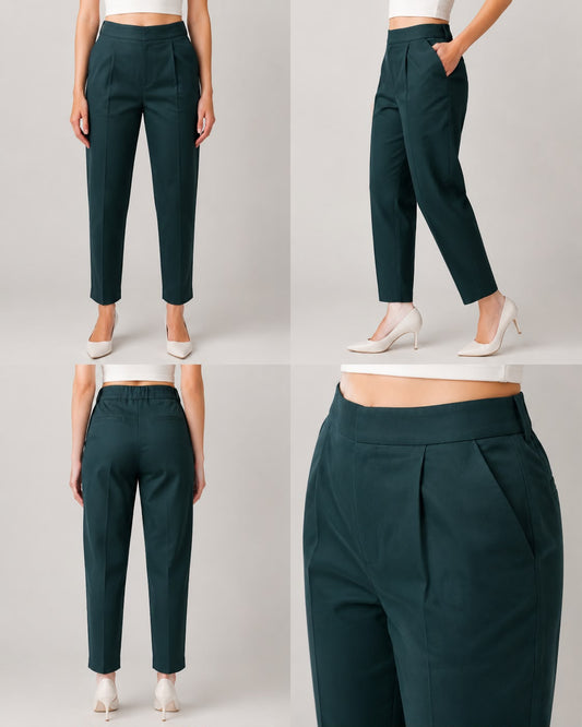 Teal Green Premium Cotton Flex Pants