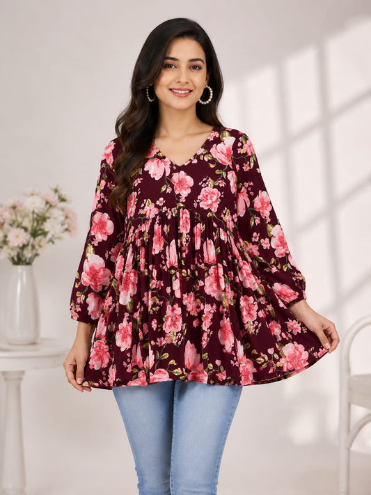 Maroon Alia Cut Top