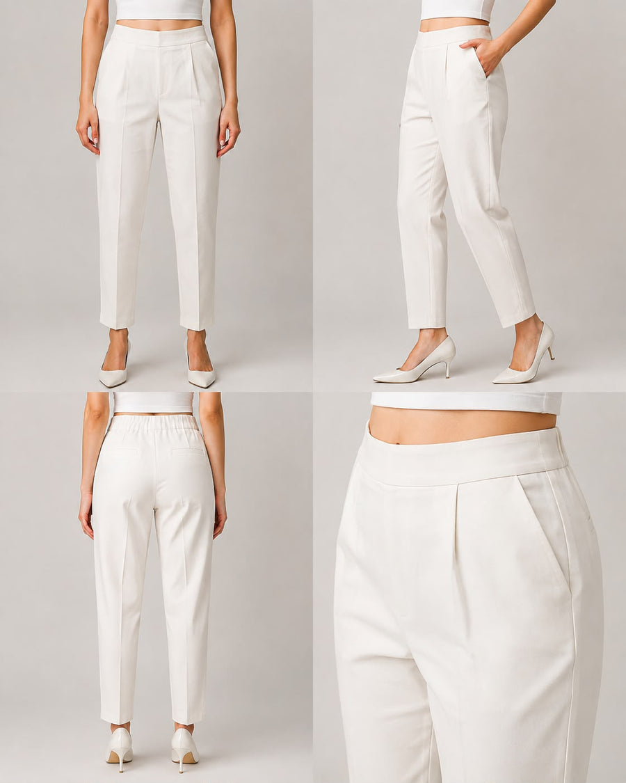 White Premium Cotton Flex Pants